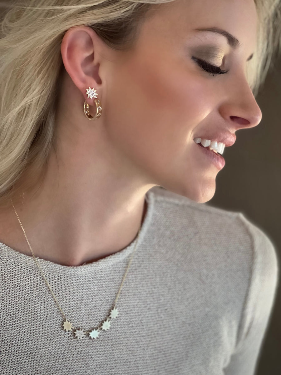Gold Five Star Mini KAPOW! Necklace: One with One Pavé Diamond