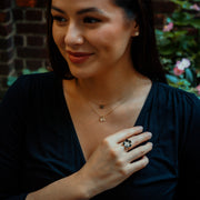 Large Florette Single Flower Cocktail Ring in Black