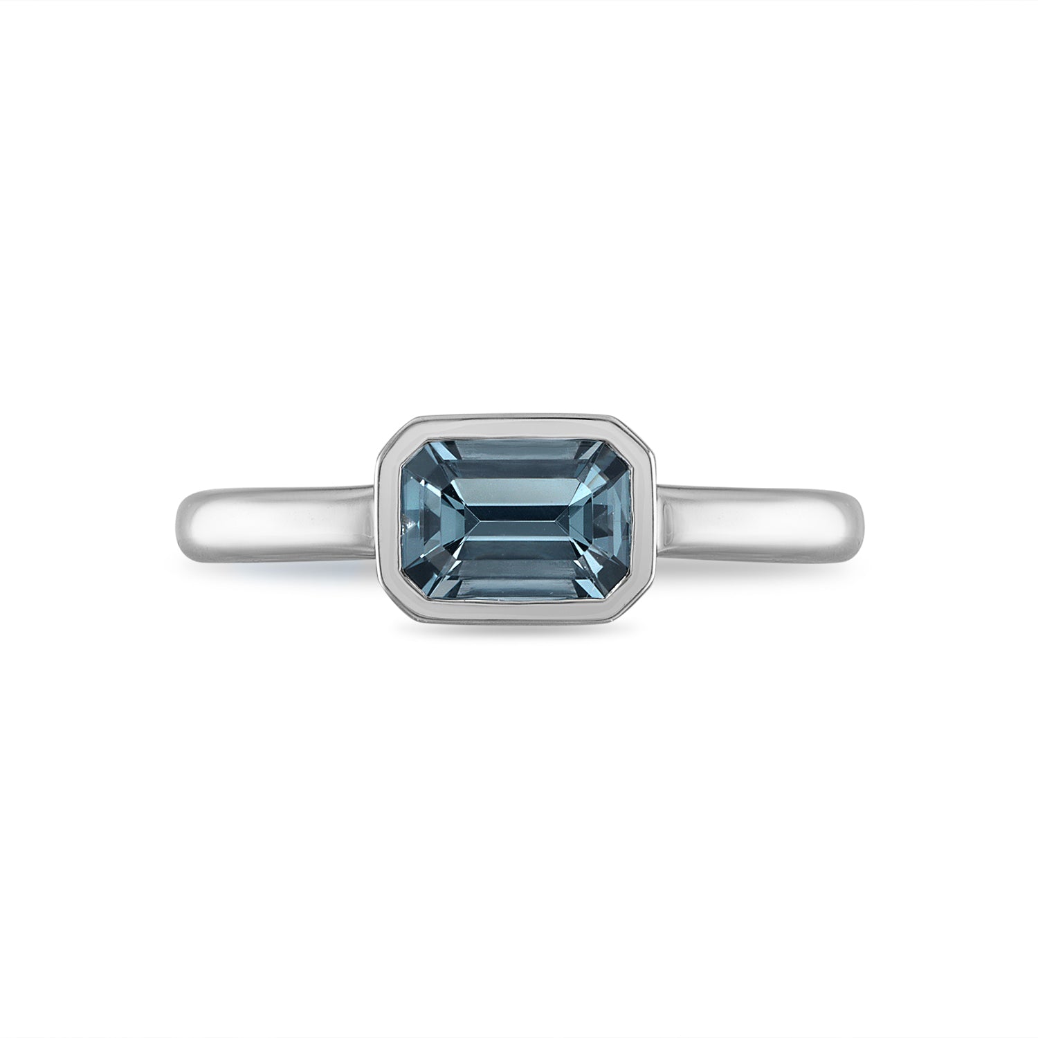 White Gold Gray Sapphire Solitaire Ring
