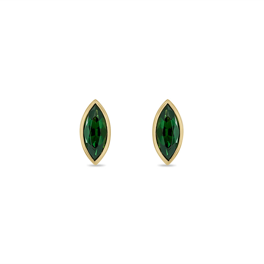 Gold Chrome Tourmaline Stud Earrings