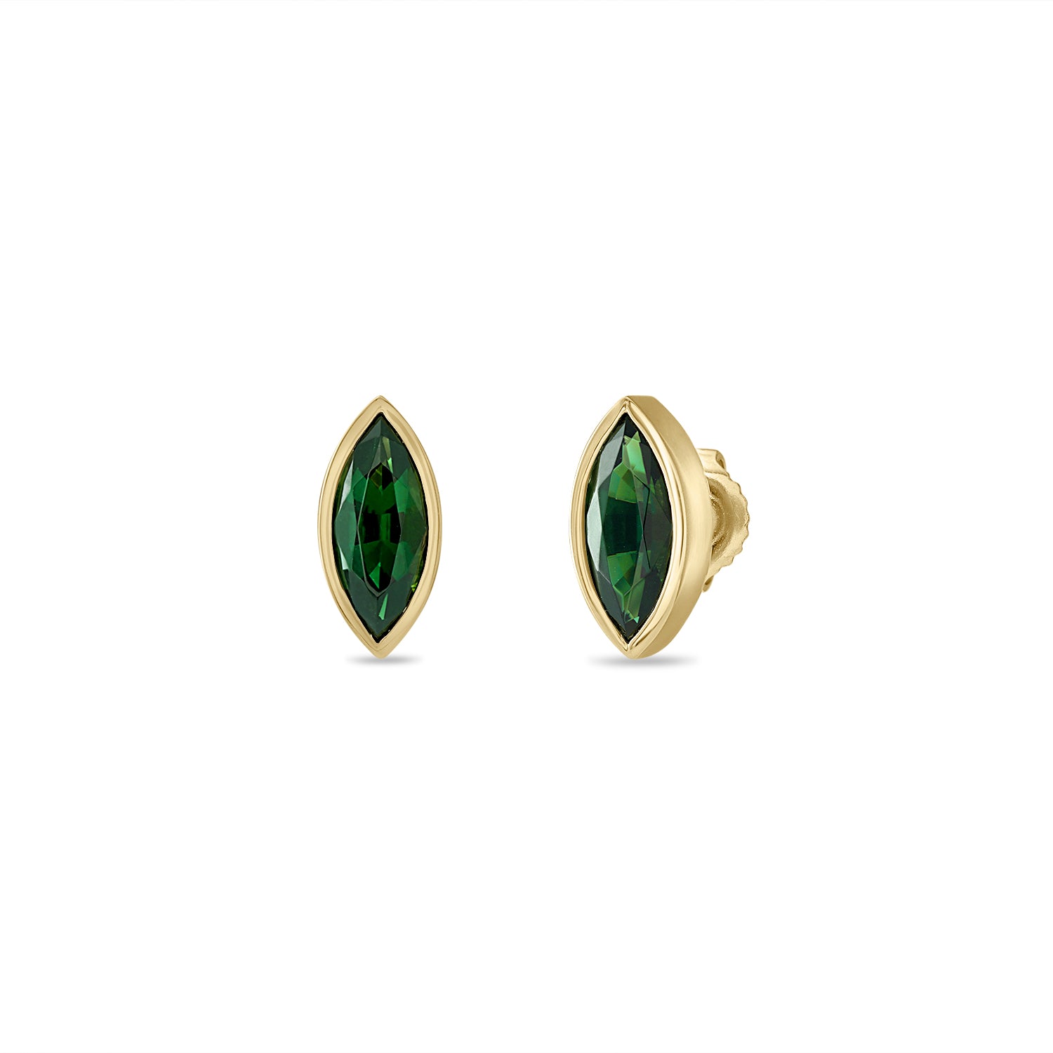 Gold Chrome Tourmaline Stud Earrings