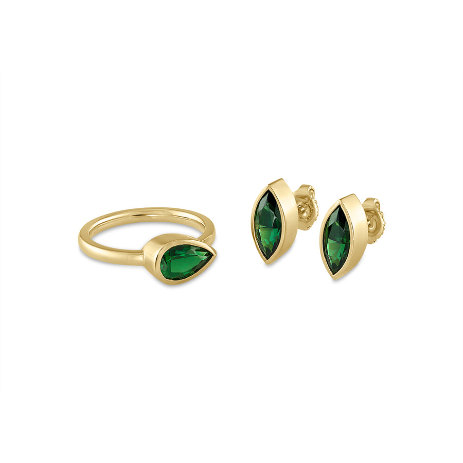 Gold Chrome Tourmaline Stud Earrings