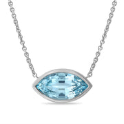 White Gold Aquamarine Marquise Necklace