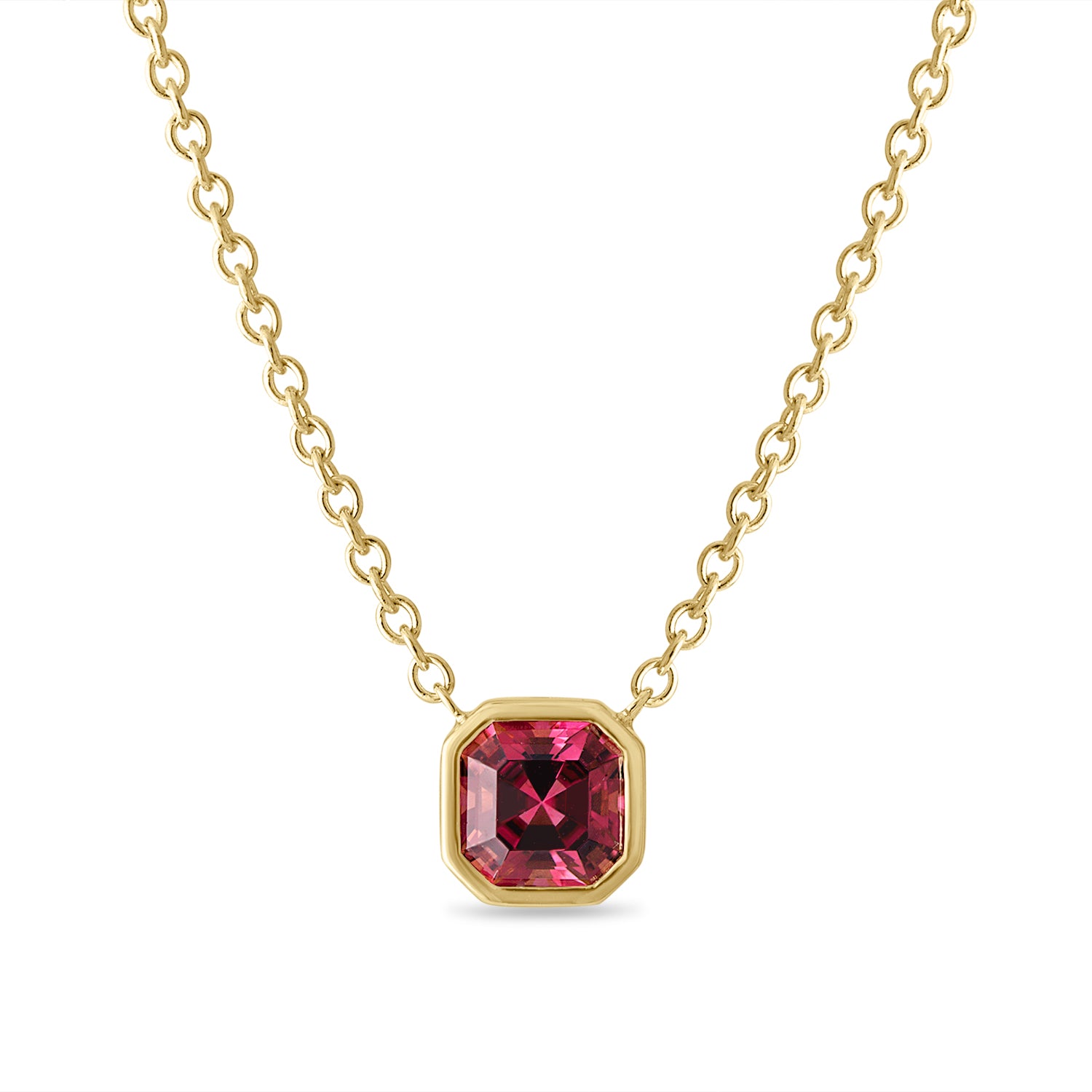 Gold Rubellite Necklace with Accent Diamonds