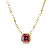 Gold Rubellite Necklace with Accent Diamonds