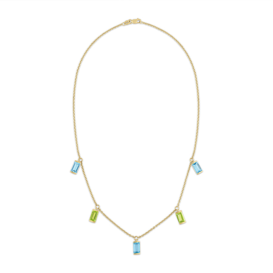 Statement Bonbon Necklace in Peridot and Blue Topaz