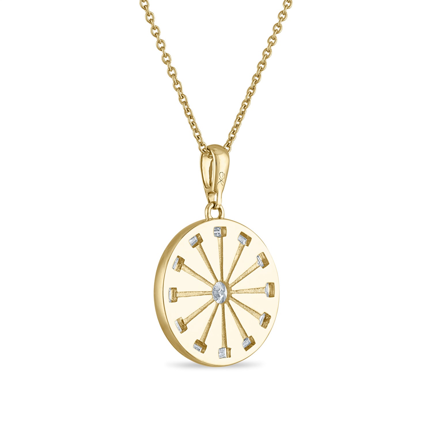 Essentials Sunspoke Gold and Diamond Medallion Long Necklace