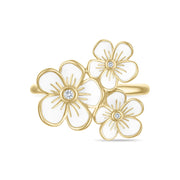 Triple Florette Cocktail Ring in White
