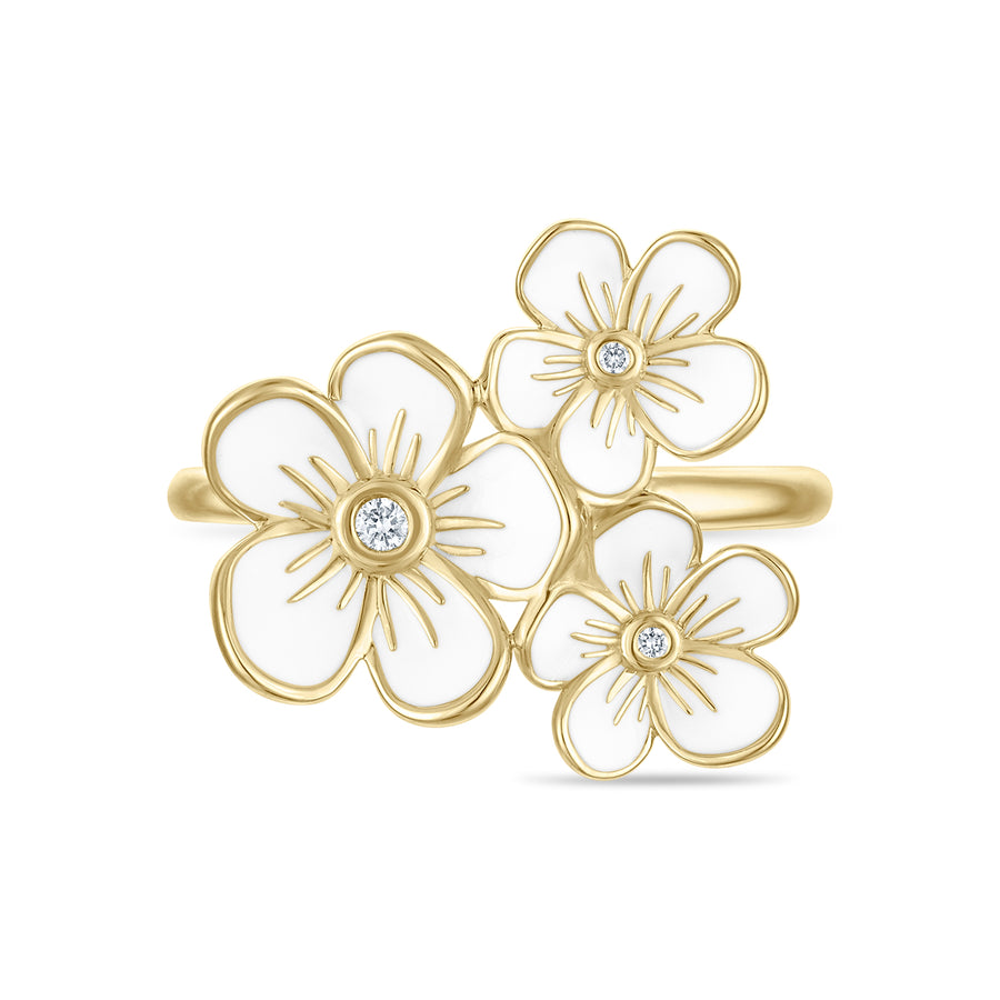 Triple Florette Cocktail Ring in White