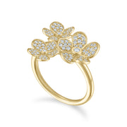 Triple Florette Cocktail Ring, all Pavé Diamonds