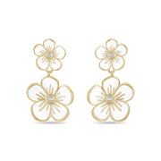 Double Florette Earrings in White