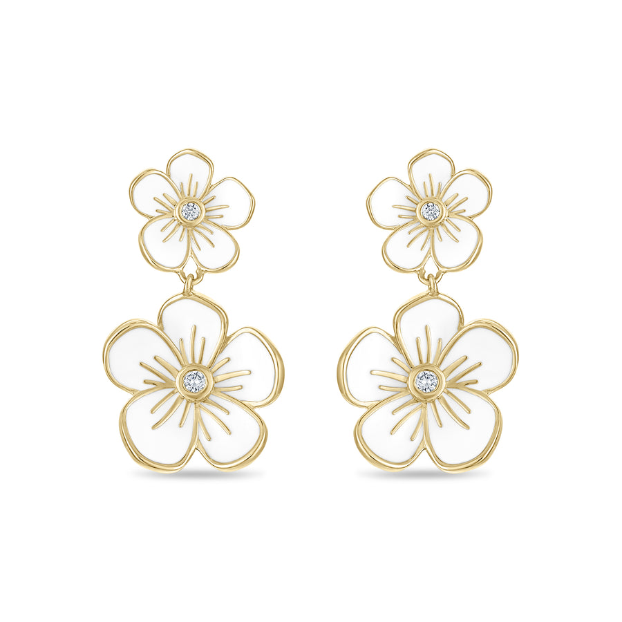 Double Florette Earrings in White