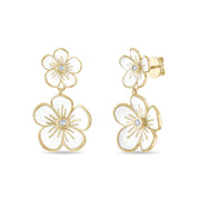 Double Florette Earrings in White