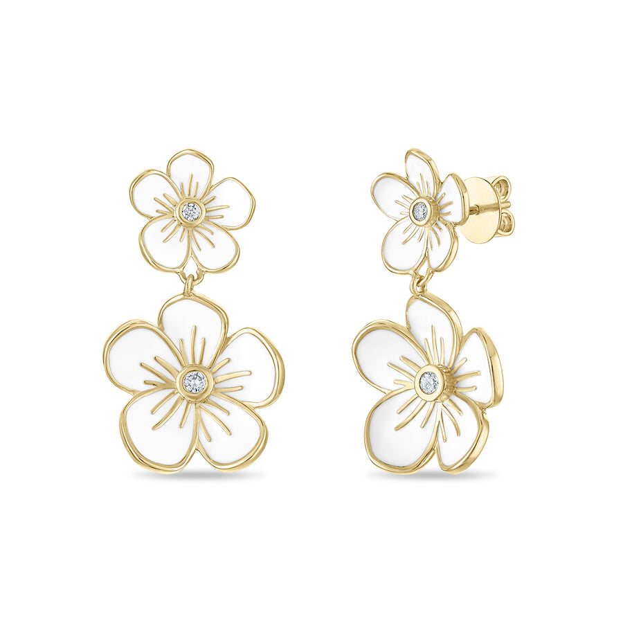 Double Florette Earrings in White