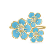 Triple Florette Cocktail Ring in Forget-Me-Not Blue