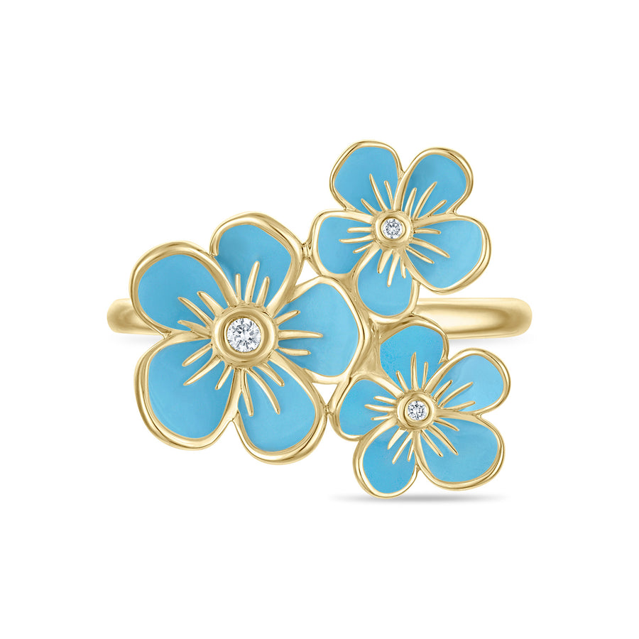 Triple Florette Cocktail Ring in Forget-Me-Not Blue