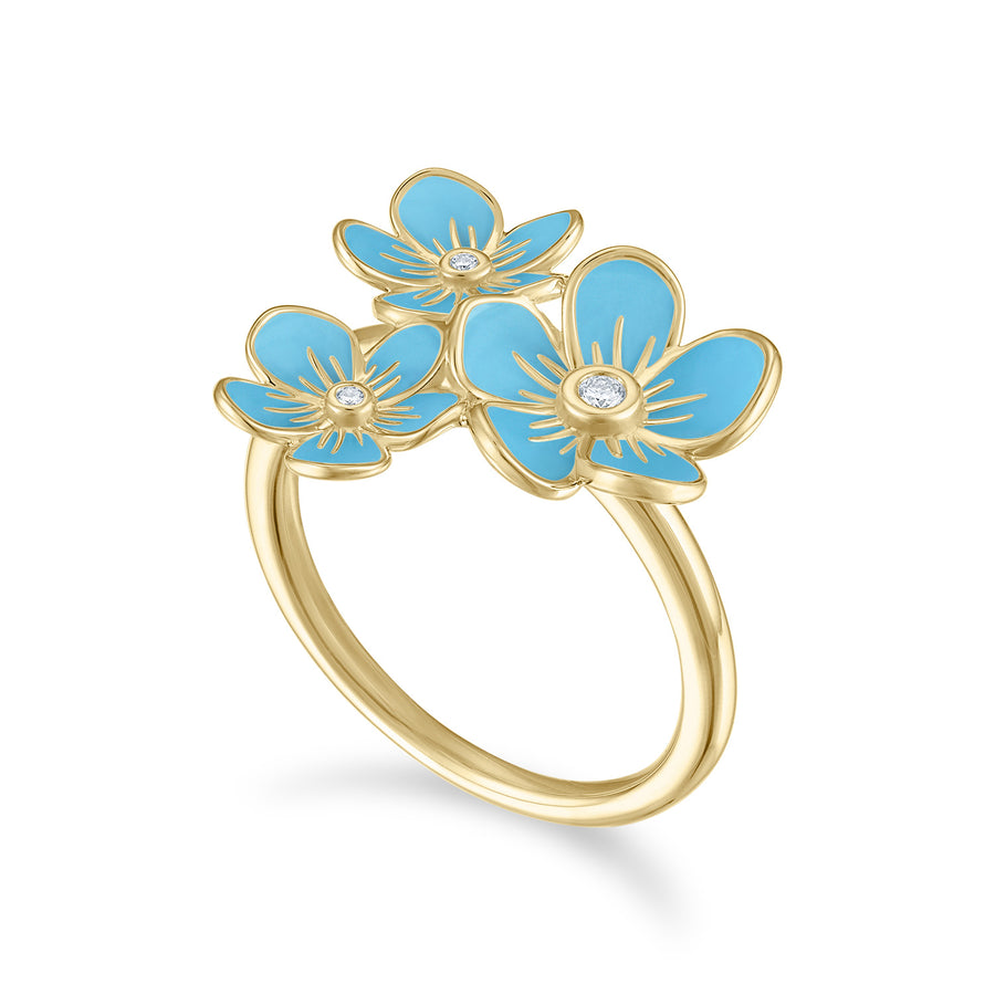 Triple Florette Cocktail Ring in Forget-Me-Not Blue