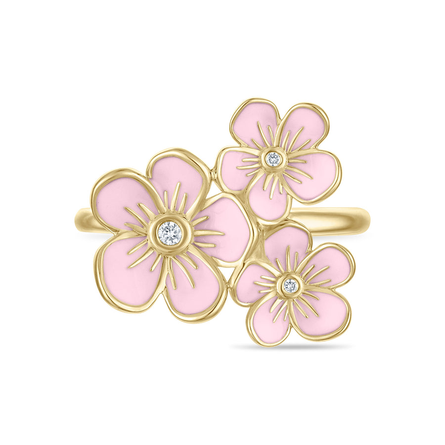 Triple Florette Cocktail Ring in Baby Pink