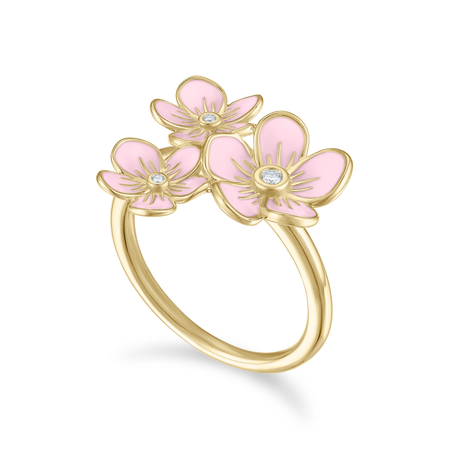 Triple Florette Cocktail Ring in Baby Pink