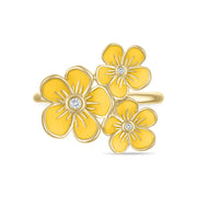 Triple Florette Cocktail Ring in Lemon Yellow