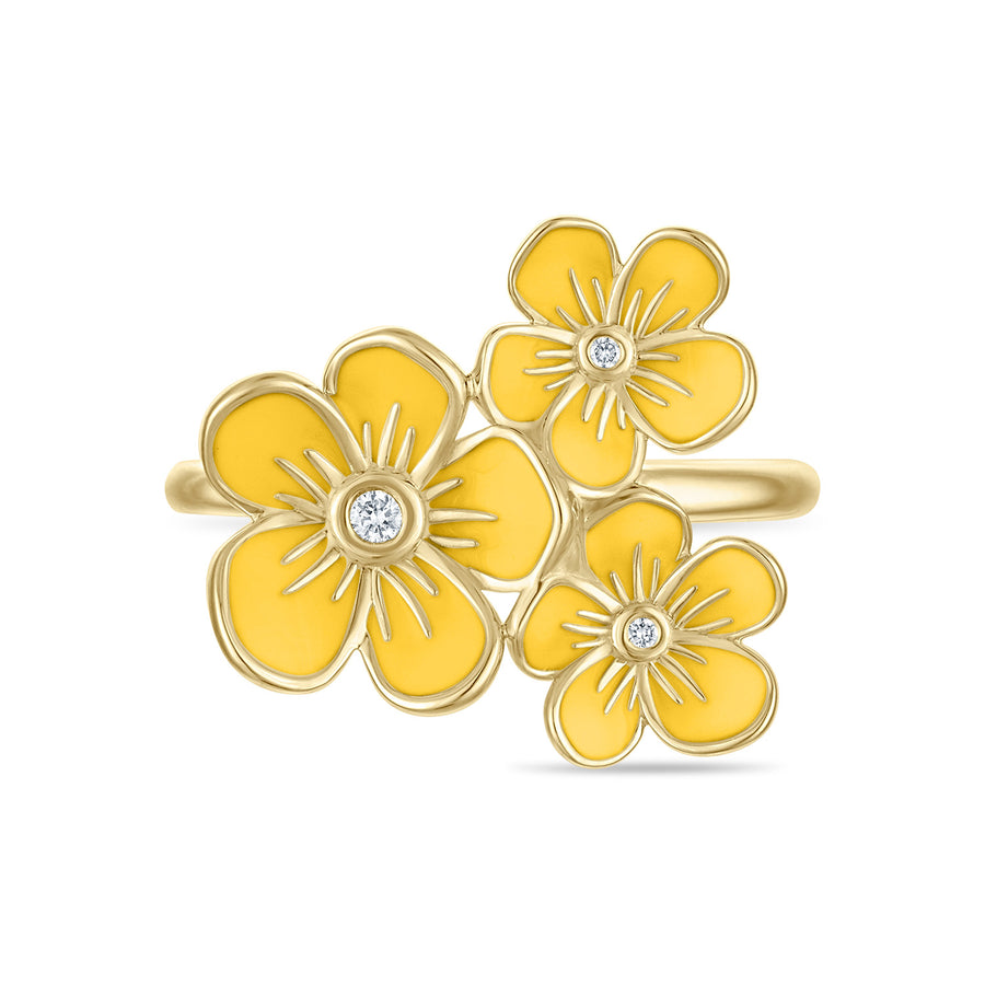 Triple Florette Cocktail Ring in Lemon Yellow