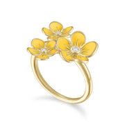 Triple Florette Cocktail Ring in Lemon Yellow