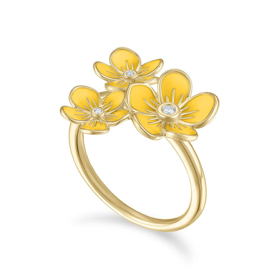 Triple Florette Cocktail Ring in Lemon Yellow