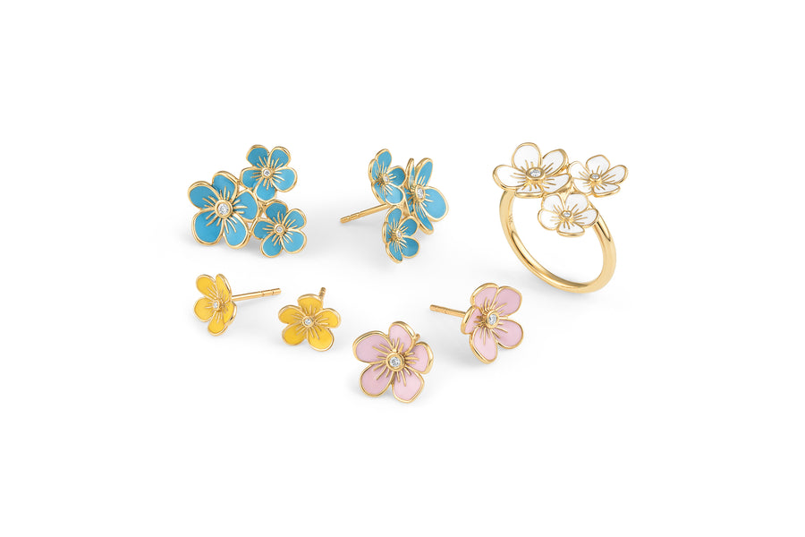 Small Florette Studs in Lemon Yellow