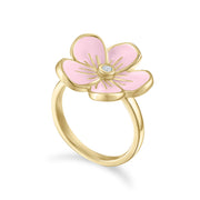 Large Florette Single Flower Cocktail Ring in Baby Pink