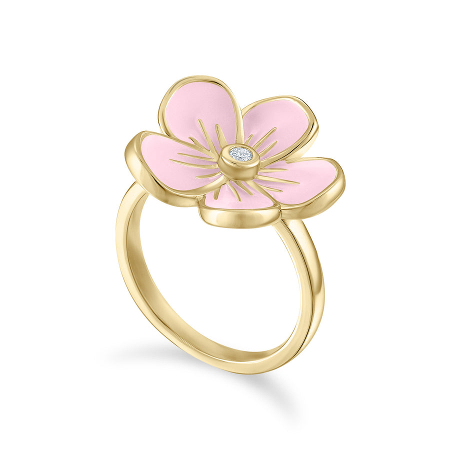 Large Florette Single Flower Cocktail Ring in Baby Pink