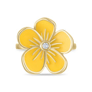 Large Florette Single Flower Cocktail Ring in Lemon Yellow
