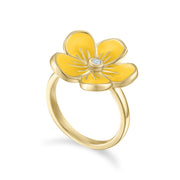 Large Florette Single Flower Cocktail Ring in Lemon Yellow