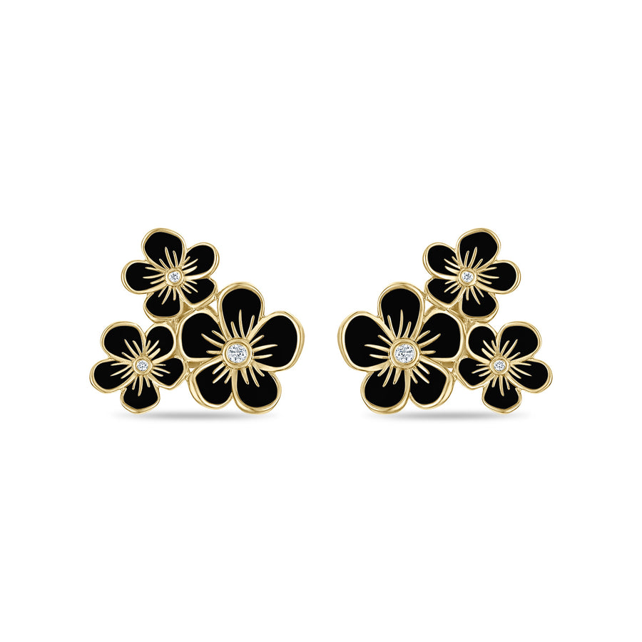 Triple Florette Studs in Black
