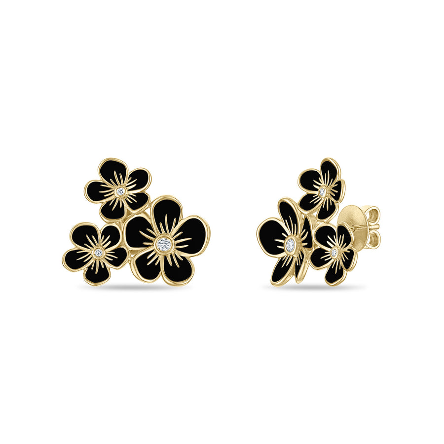 Triple Florette Studs in Black