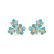 Triple Florette Studs in Forget-me-Not Blue