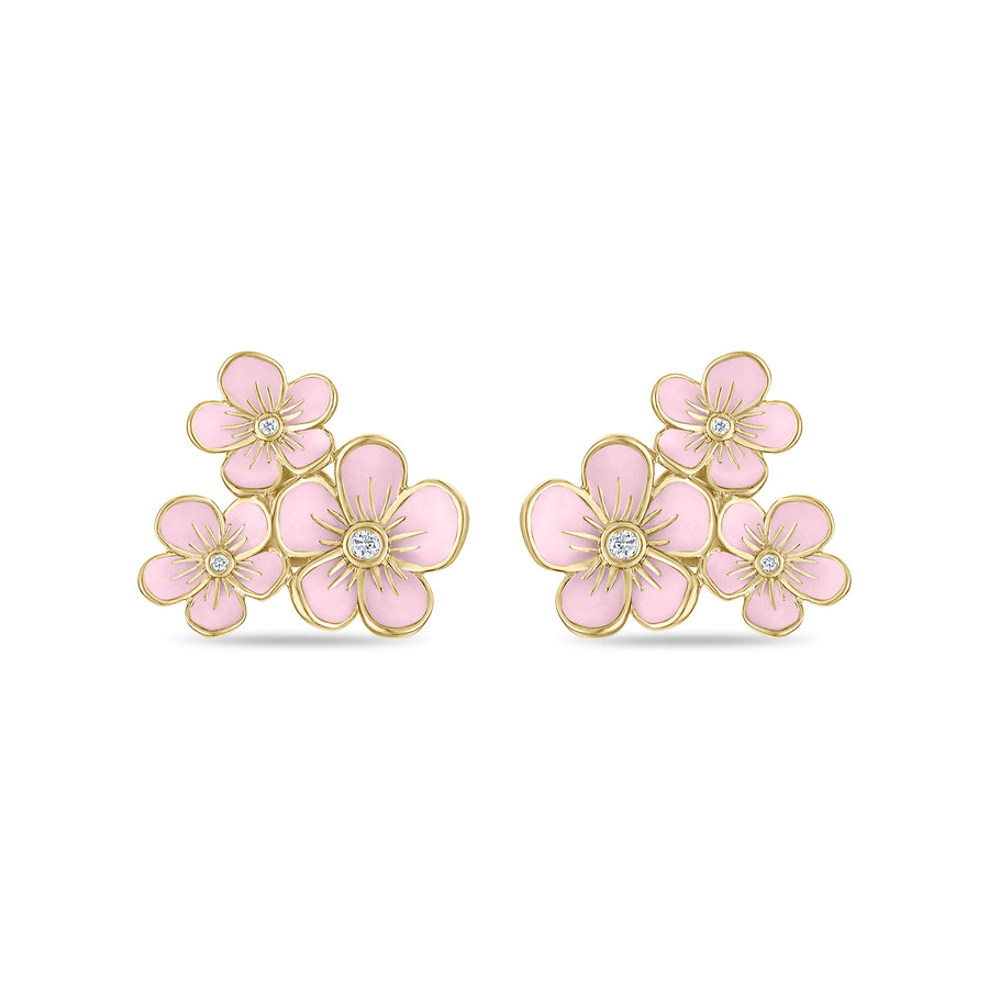 Triple Florette Studs in Baby Pink