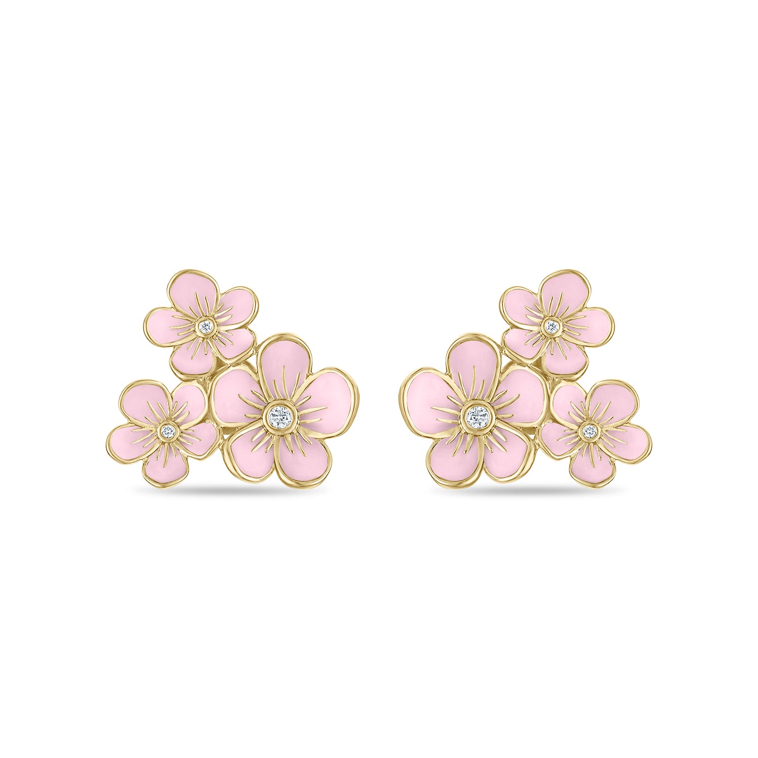 Triple Florette Studs in Baby Pink