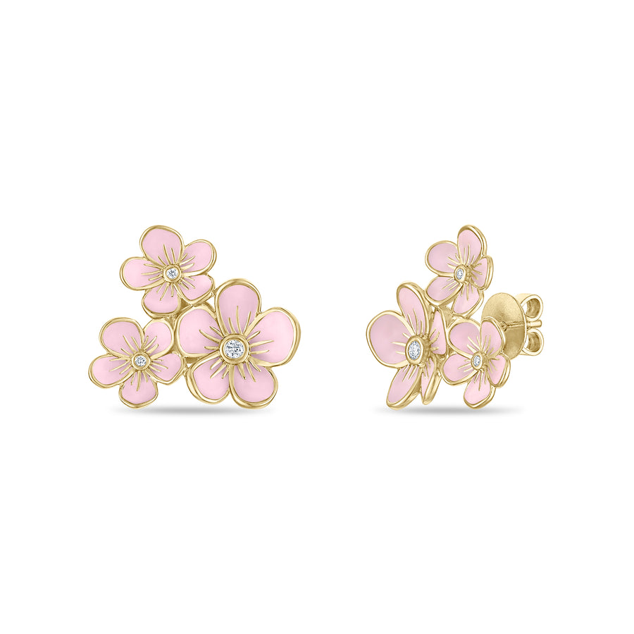 Triple Florette Studs in Baby Pink