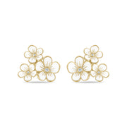 Triple Florette Studs in White
