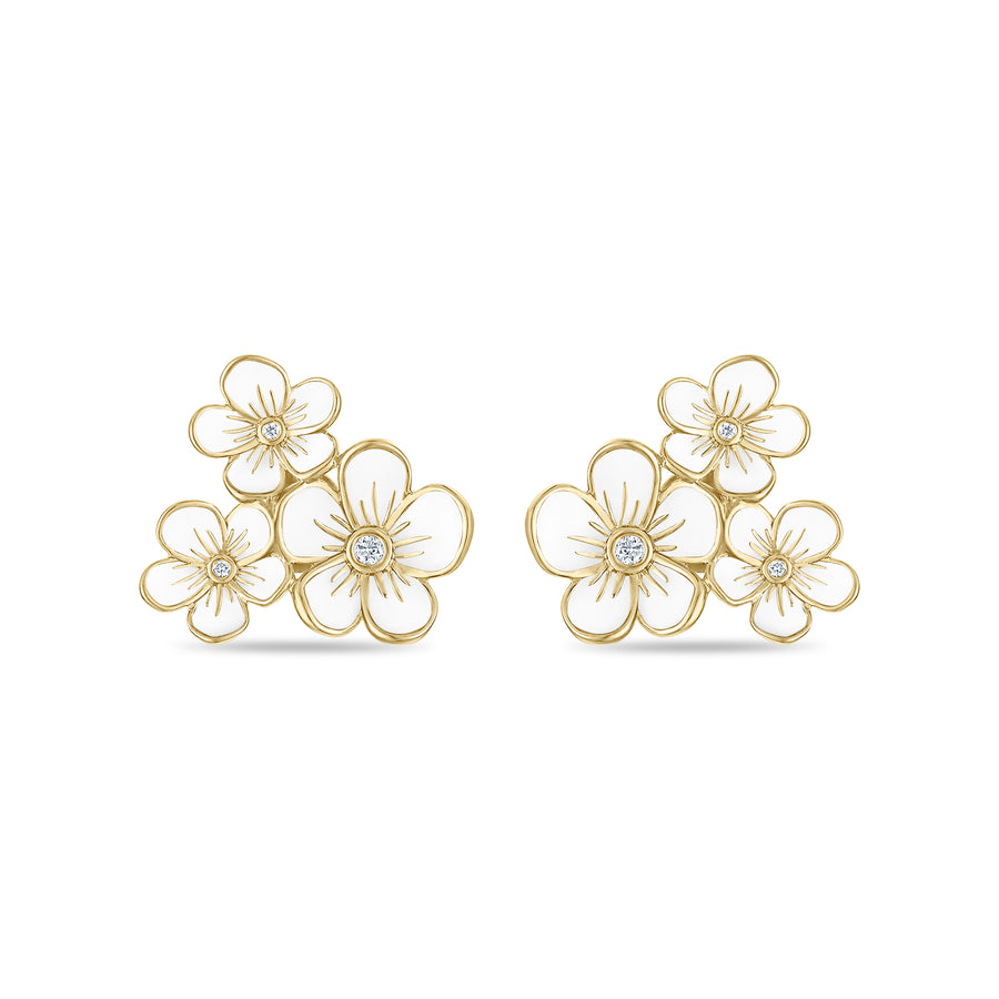 Triple Florette Studs in White