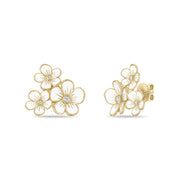 Triple Florette Studs in White