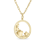 Florette Gold and Diamond Circle Pendant on Long Chain