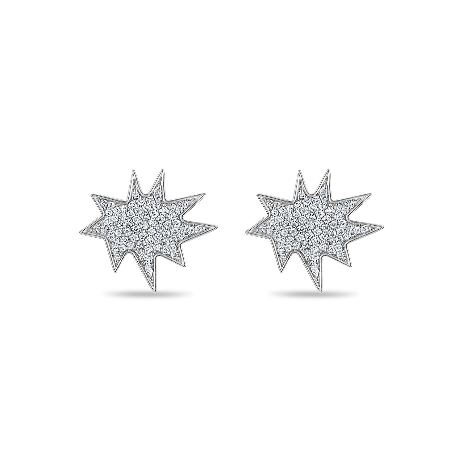 White Gold Midi KAPOW! Studs, Pavé Diamonds