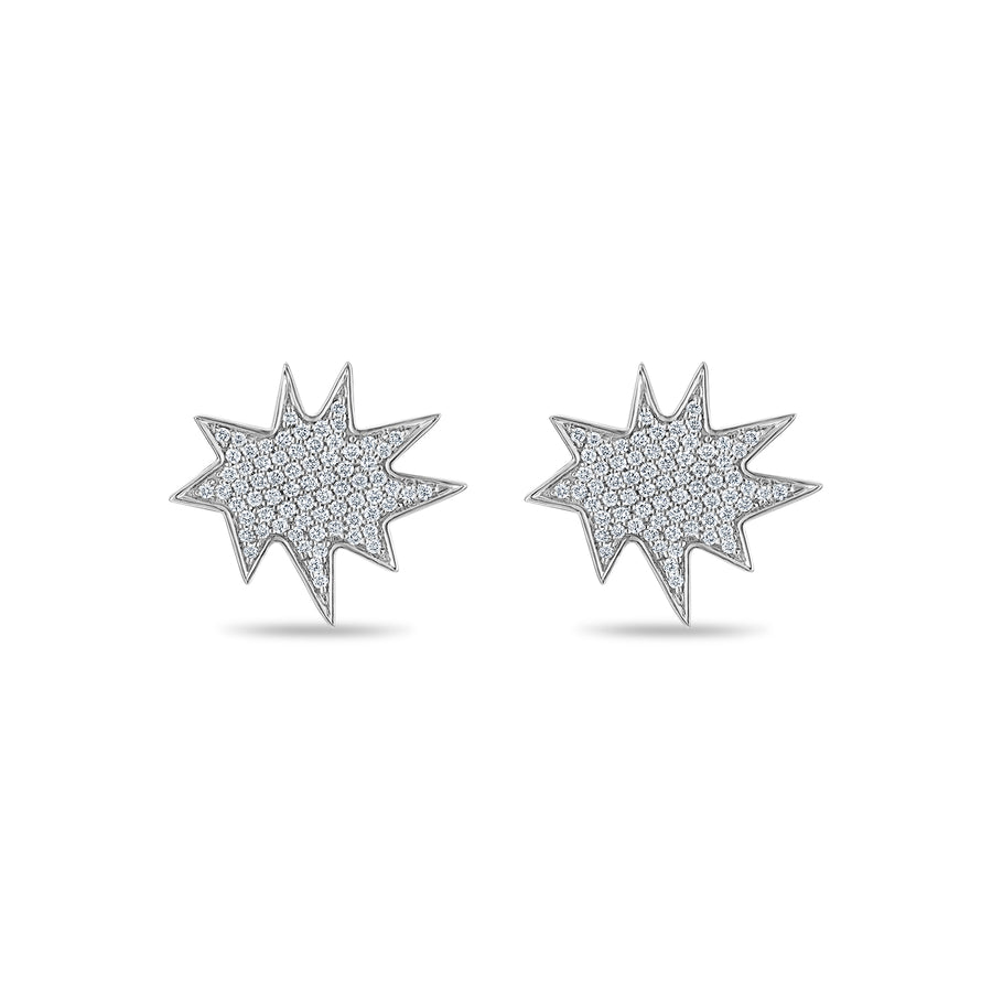 White Gold Midi KAPOW! Studs, Pavé Diamonds
