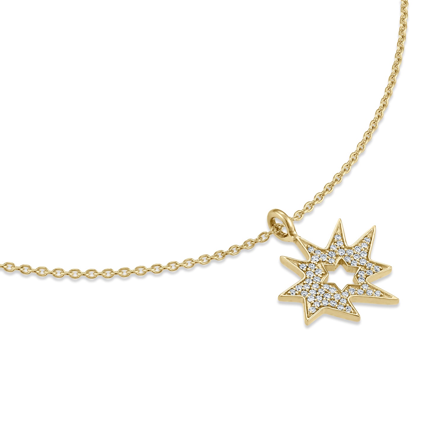 Gold Midi KAPOW! Necklace: Pavé Diamonds with Star of David cutout