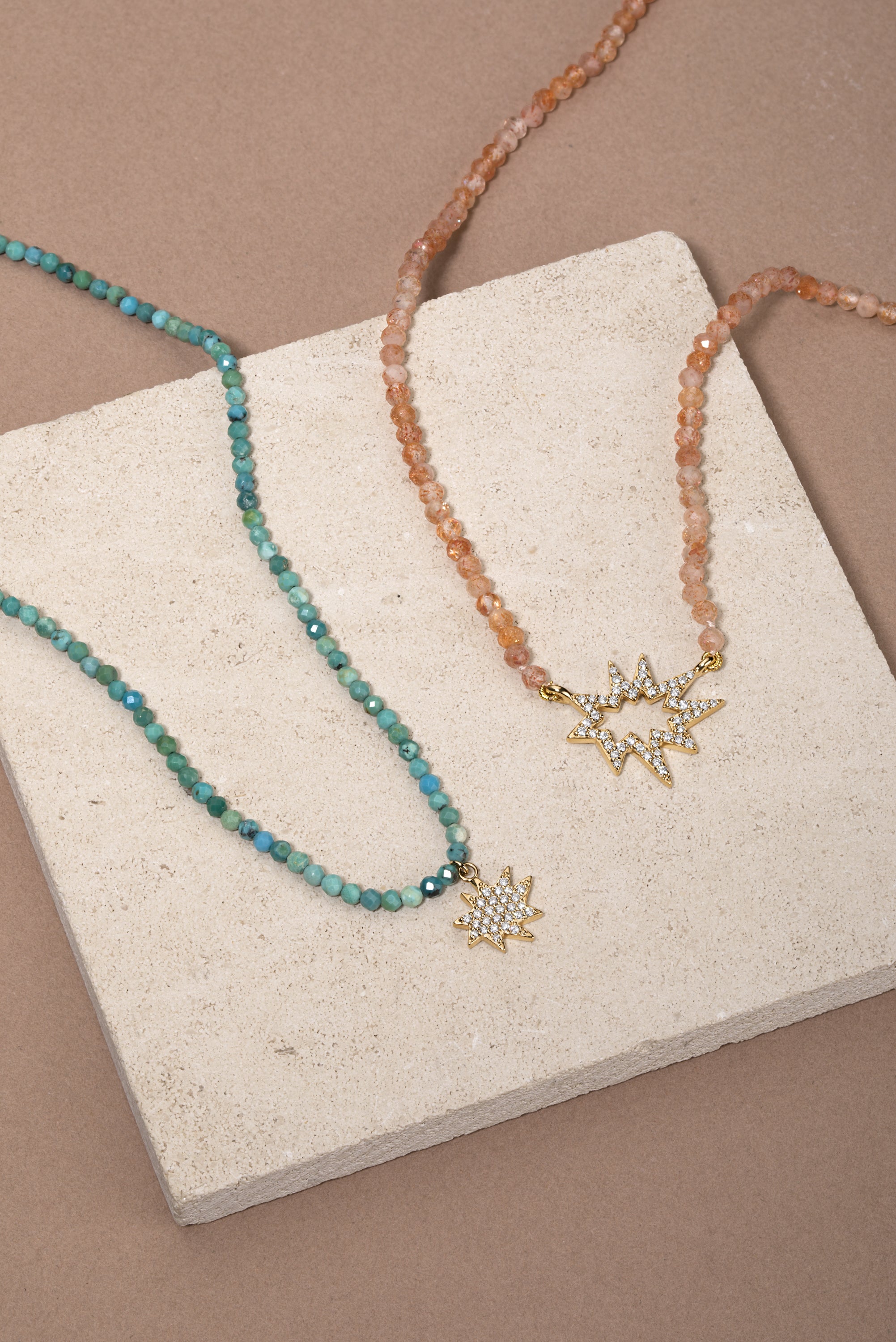 Turquoise Beaded Necklace with Pavé Diamond Mini KAPOW!