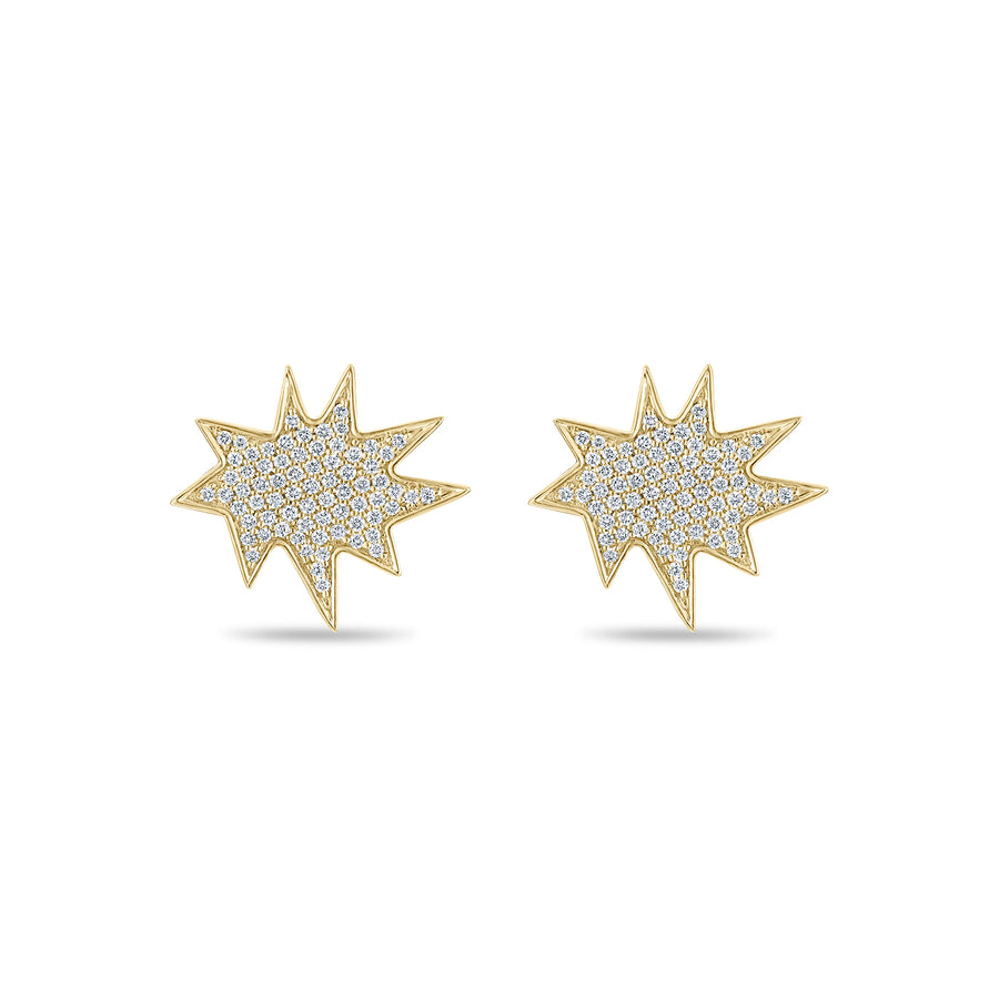 Gold Midi KAPOW! Studs, Pavé Diamonds