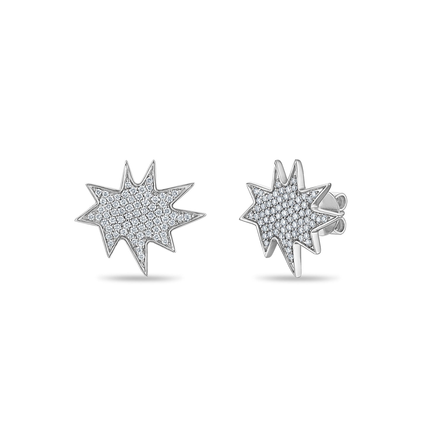 White Gold Midi KAPOW! Studs, Pavé Diamonds