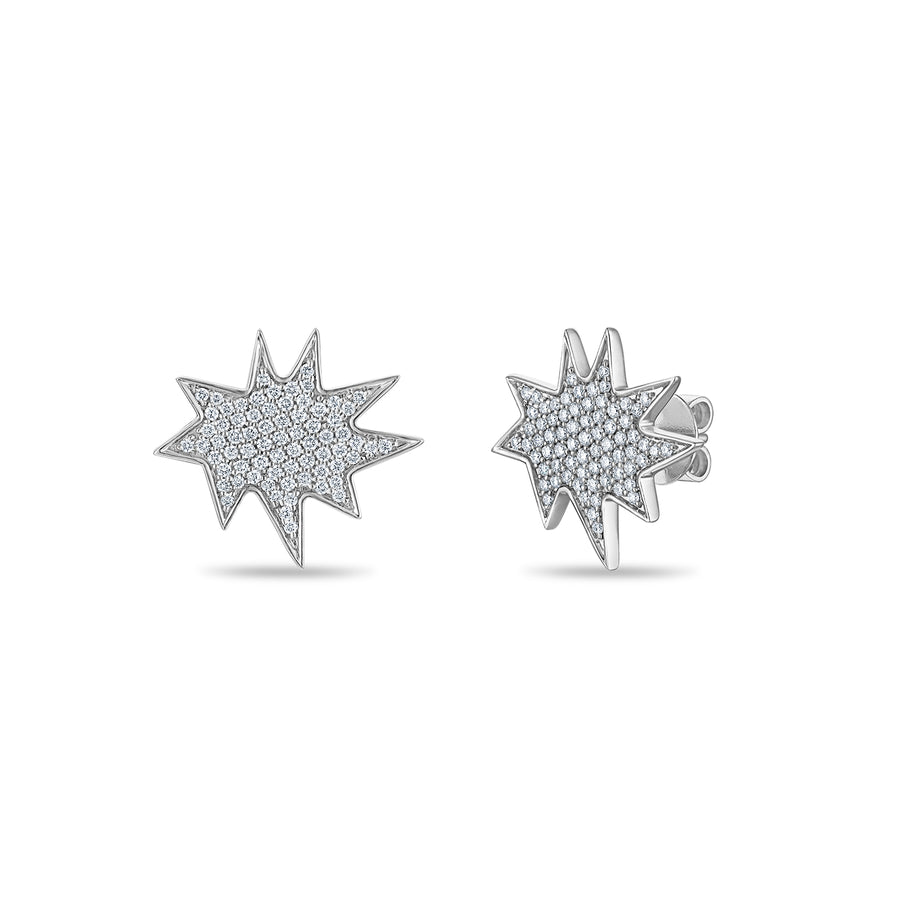 White Gold Midi KAPOW! Studs, Pavé Diamonds