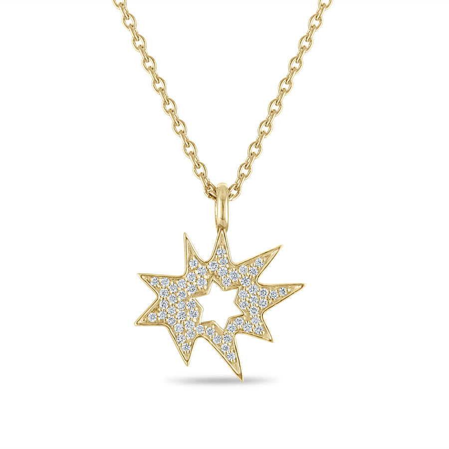 Gold Midi KAPOW! Necklace: Pavé Diamonds with Star of David cutout